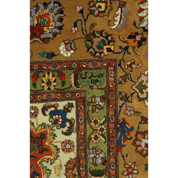 1940s antique ivory field shah abbas traditional floral tabriz knotted wool rug 6 1940s antique ivory field shah abbas traditional floral tabriz knotted wool rug - detail view 5