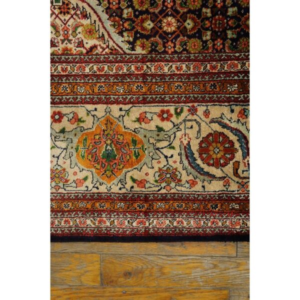 1940s blue navy floral diamond medallion antique tabriz knotted wool carpet rug 5 1940s blue navy floral diamond medallion antique tabriz knotted wool carpet rug - detail view 4