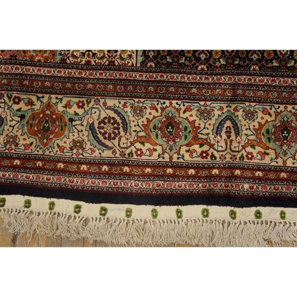 1940s blue navy floral diamond medallion antique tabriz knotted wool carpet rug 6 1940s blue navy floral diamond medallion antique tabriz knotted wool carpet rug - detail view 5