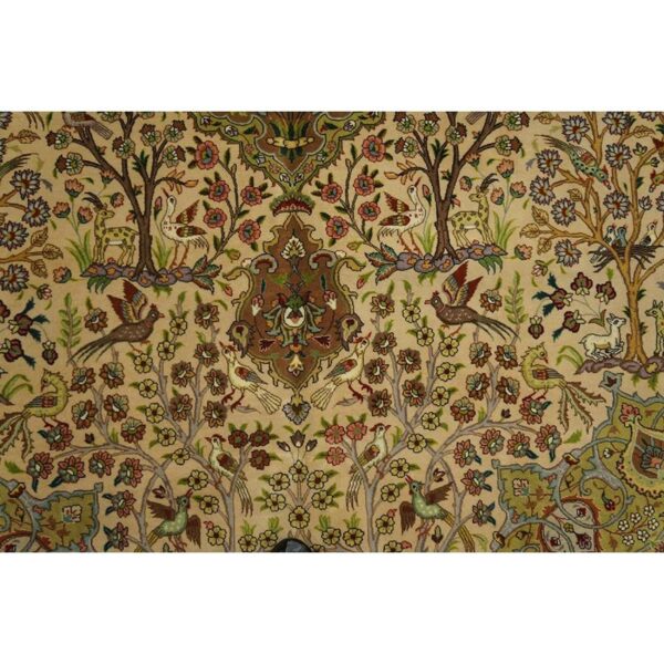 1940s classic beige floral animals antique tabriz handknotted wool carpet rug 4 1940s classic beige floral animals antique tabriz handknotted wool carpet rug - detail view 3