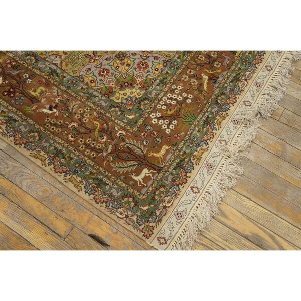 1940s classic beige floral animals antique tabriz handknotted wool carpet rug 5 1940s classic beige floral animals antique tabriz handknotted wool carpet rug - detail view 4