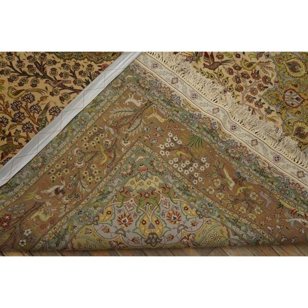 1940s classic beige floral animals antique tabriz handknotted wool carpet rug 7 1940s classic beige floral animals antique tabriz handknotted wool carpet rug - detail view 6