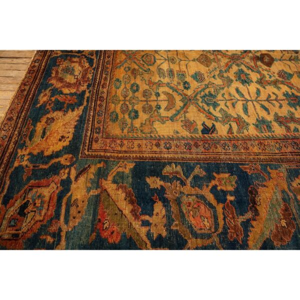 1940s classic beige geometric antique handknotted wool mahal farahan carpet rug 3 1940s classic beige geometric antique handknotted wool mahal farahan carpet rug - detail view 2