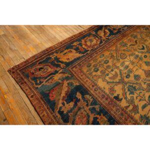 1940s Classic Beige Geometric Antique Handknotted Wool Mahal Farahan Carpet Rug - detail view 3