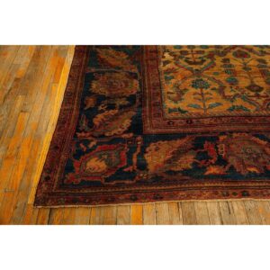 1940s Classic Beige Geometric Antique Handknotted Wool Mahal Farahan Carpet Rug - detail view 4
