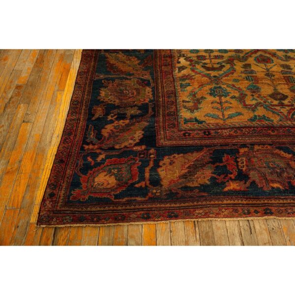 1940s classic beige geometric antique handknotted wool mahal farahan carpet rug 5 1940s classic beige geometric antique handknotted wool mahal farahan carpet rug - detail view 4