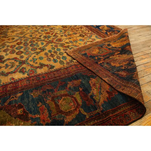 1940s classic beige geometric antique handknotted wool mahal farahan carpet rug 8 1940s classic beige geometric antique handknotted wool mahal farahan carpet rug - detail view 7