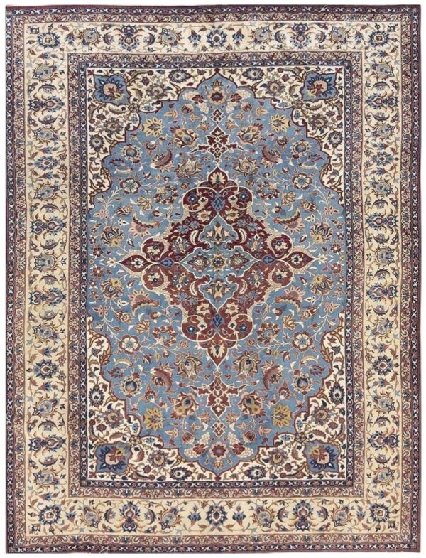 1940s classic blue ground medallion vintage isfahan silk foundation carpet rug 1 1940s classic blue ground medallion vintage isfahan silk foundation carpet rug