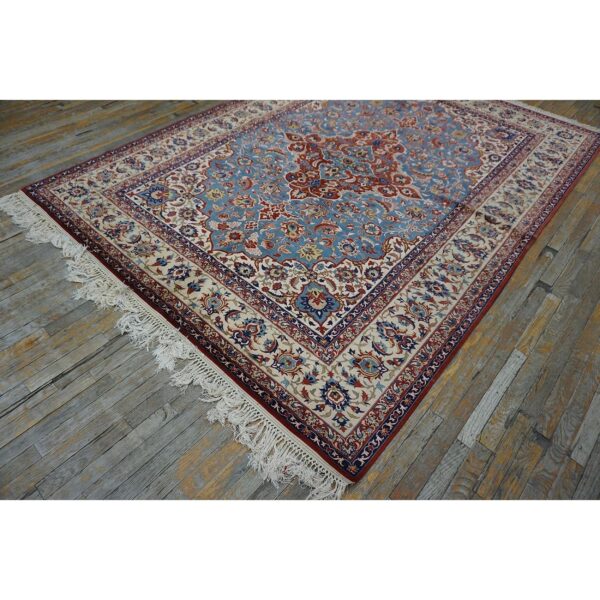 1940s classic blue ground medallion vintage isfahan silk foundation carpet rug 6 1940s classic blue ground medallion vintage isfahan silk foundation carpet rug - detail view 5