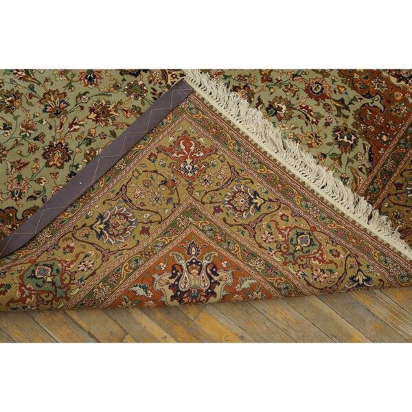1940s green medallion classical motifs antique tabriz knotted wool rug 7 1940s green medallion classical motifs antique tabriz knotted wool rug - detail view 6