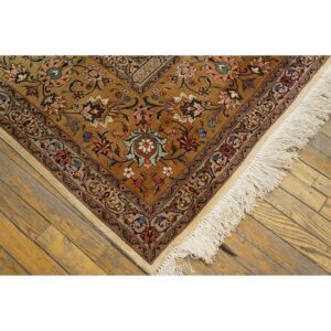 1940s Luminous Beige Shah Abbas Floral Antique Tabriz Handknotted Room Size Rug - detail view 2