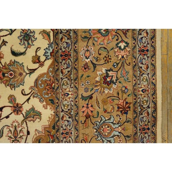 1940s luminous beige shah abbas floral antique tabriz handknotted room size rug 5 1940s luminous beige shah abbas floral antique tabriz handknotted room size rug - detail view 4