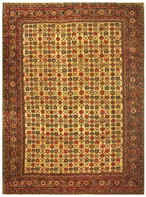 1940s mid century modern beige field floral 4star knotted wool mahal carpet rug 1 1940s mid century modern beige field floral 4star knotted wool mahal carpet rug