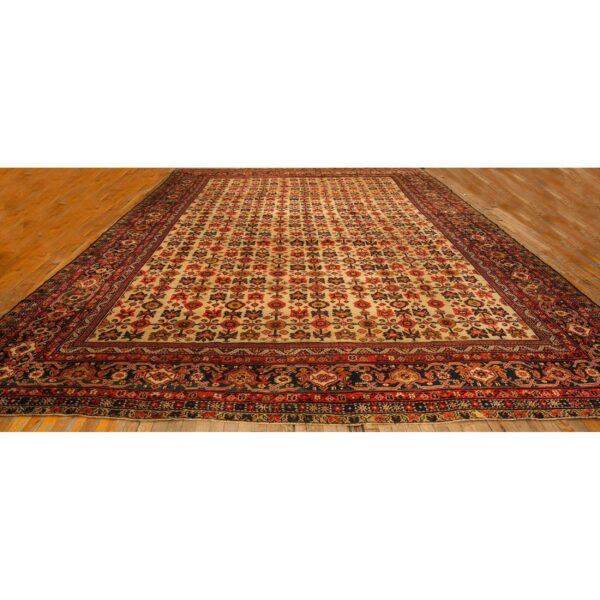 1940s mid century modern beige field floral 4star knotted wool mahal carpet rug 2 1940s mid century modern beige field floral 4star knotted wool mahal carpet rug - detail view 1