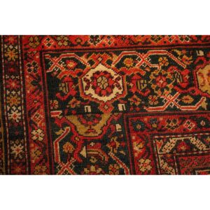 1940s Mid Century Modern Beige Field Floral 4Star Knotted Wool Mahal Carpet Rug - detail view 2