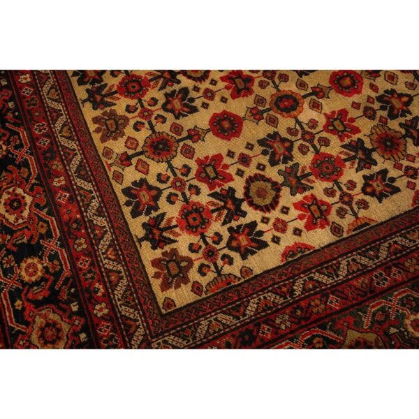 1940s mid century modern beige field floral 4star knotted wool mahal carpet rug 5 1940s mid century modern beige field floral 4star knotted wool mahal carpet rug - detail view 4