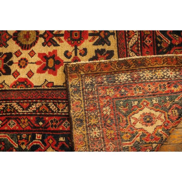 1940s mid century modern beige field floral 4star knotted wool mahal carpet rug 6 1940s mid century modern beige field floral 4star knotted wool mahal carpet rug - detail view 5