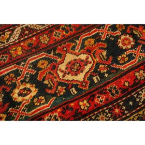 1940s Mid Century Modern Beige Field Floral 4Star Knotted Wool Mahal Carpet Rug - detail view 6