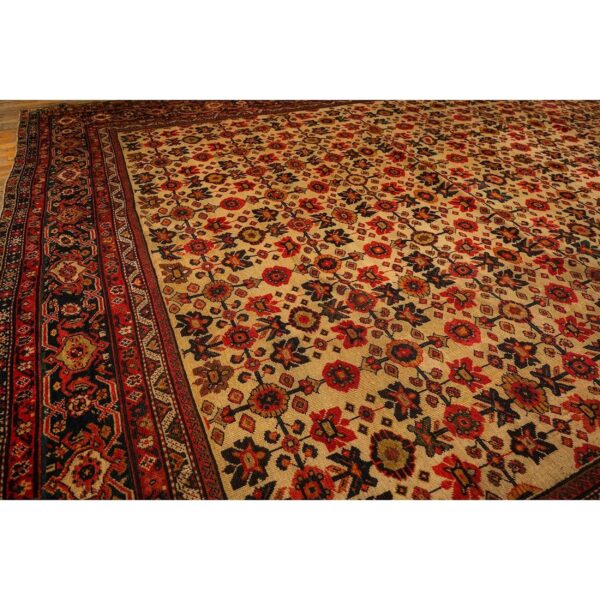 1940s mid century modern beige field floral 4star knotted wool mahal carpet rug 8 1940s mid century modern beige field floral 4star knotted wool mahal carpet rug - detail view 7