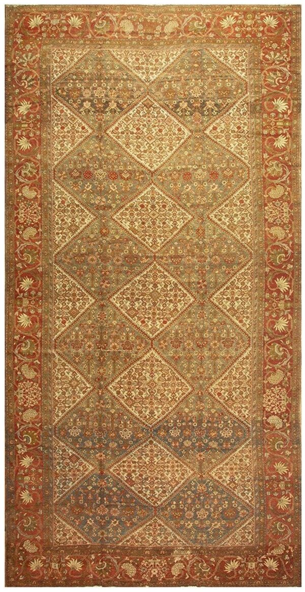 1940s multicolor field diamond antique knotted wool sarouk farahan runner rug 1 1940s multicolor field diamond antique knotted wool sarouk farahan runner rug