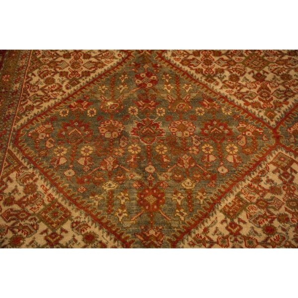 1940s multicolor field diamond antique knotted wool sarouk farahan runner rug 3 1940s multicolor field diamond antique knotted wool sarouk farahan runner rug - detail view 2