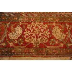 1940s Multicolor Field Diamond Antique Knotted Wool Sarouk Farahan Runner Rug - detail view 5