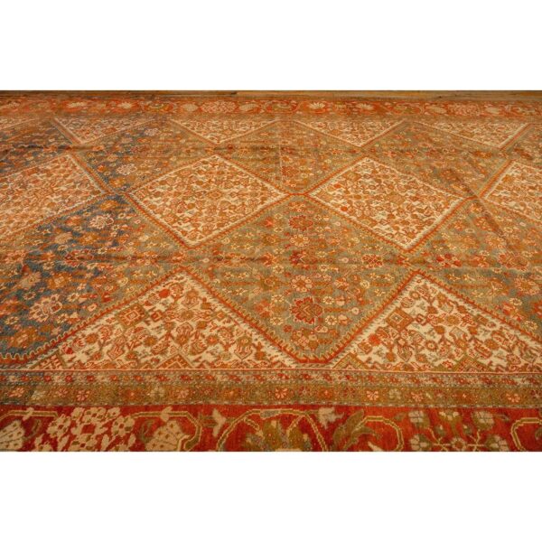 1940s multicolor field diamond antique knotted wool sarouk farahan runner rug 7 1940s multicolor field diamond antique knotted wool sarouk farahan runner rug - detail view 6