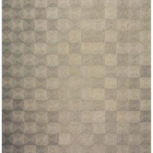 1940s Rustic Beige Antique Geometric Modern Moroccan Reed Square Woven Rug