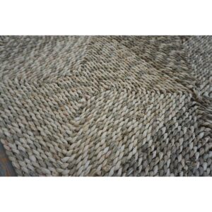 1940s Rustic Beige Antique Geometric Modern Moroccan Reed Square Woven Rug - detail view 2