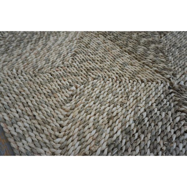 1940s rustic beige antique geometric modern moroccan reed square woven rug - detail view 2