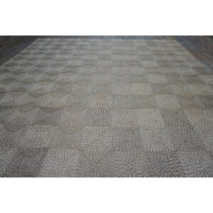 1940s Rustic Beige Antique Geometric Modern Moroccan Reed Square Woven Rug - detail view 3