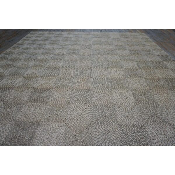 1940s rustic beige antique geometric modern moroccan reed square woven rug - detail view 3