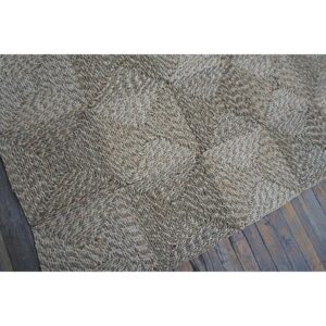 1940s Rustic Beige Antique Geometric Modern Moroccan Reed Square Woven Rug - detail view 4