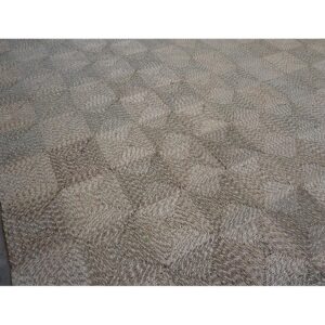 1940s Rustic Beige Antique Geometric Modern Moroccan Reed Square Woven Rug - detail view 5