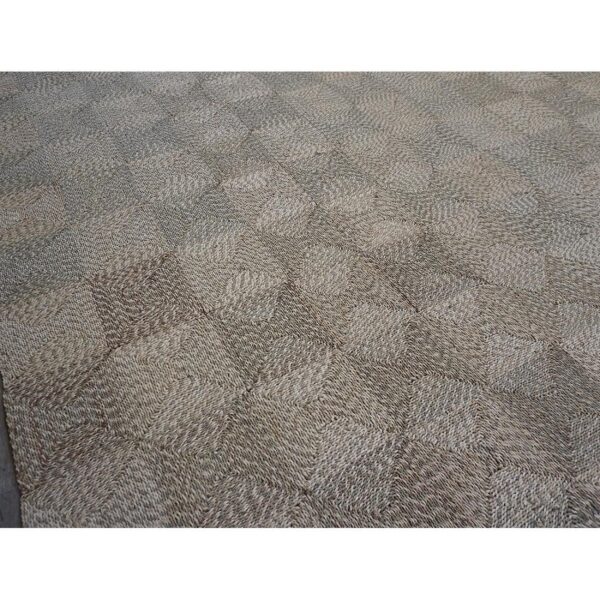 1940s rustic beige antique geometric modern moroccan reed square woven rug - detail view 5
