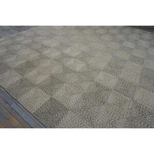 1940s Rustic Beige Antique Geometric Modern Moroccan Reed Square Woven Rug - detail view 7