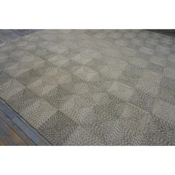 1940s rustic beige antique geometric modern moroccan reed square woven rug - detail view 7