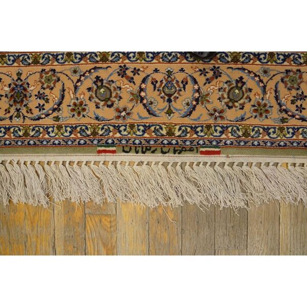1940s small ivory islimi medallion antique isfahan silk handknotted wool rug 6 1940s small ivory islimi medallion antique isfahan silk handknotted wool rug - detail view 5