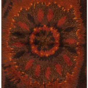 1950s Brown Mid-Century Scandinavian Modernist Diamond Swedish Wool Carpet Rug
