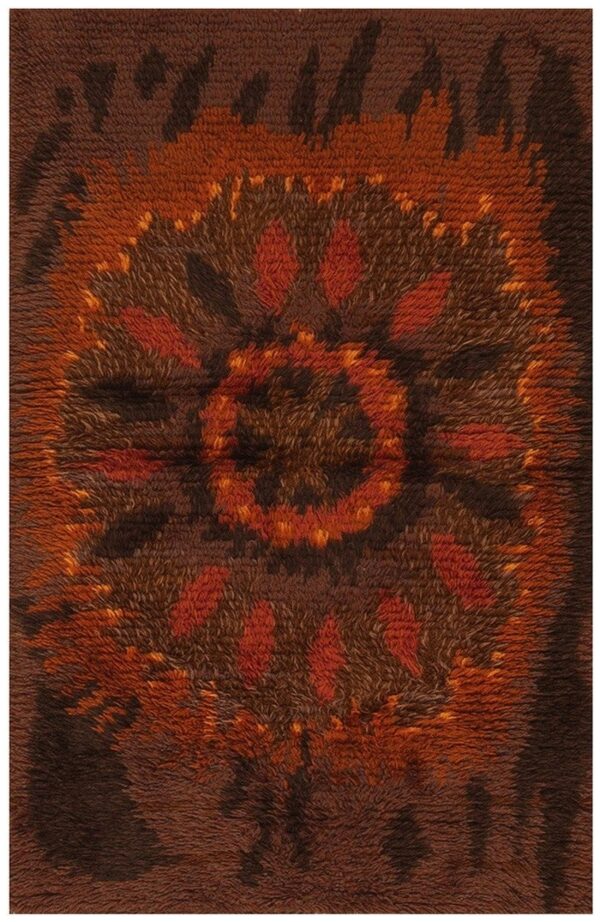 1950s brown mid-century scandinavian modernist diamond swedish wool carpet rug 1 1950s brown mid-century scandinavian modernist diamond swedish wool carpet rug