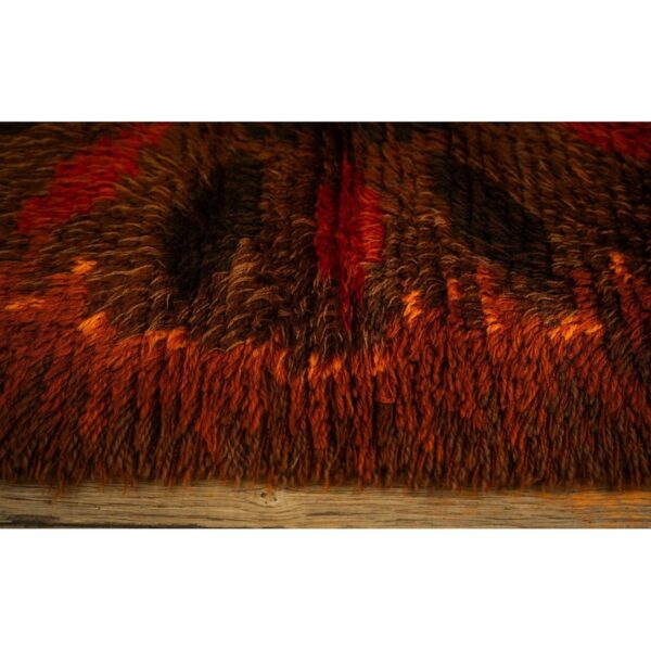 1950s brown mid-century scandinavian modernist diamond swedish wool carpet rug 4 1950s brown mid-century scandinavian modernist diamond swedish wool carpet rug - detail view 3