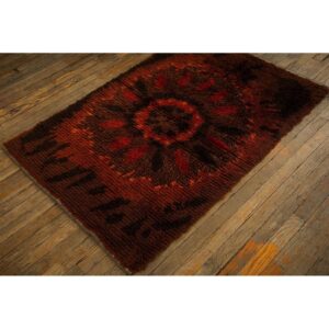 1950s Brown Mid-Century Scandinavian Modernist Diamond Swedish Wool Carpet Rug - detail view 4