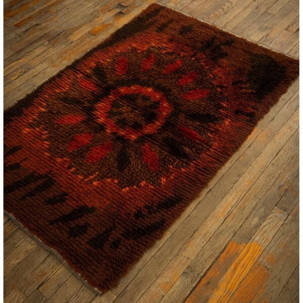 1950s brown mid-century scandinavian modernist diamond swedish wool carpet rug 6 1950s brown mid-century scandinavian modernist diamond swedish wool carpet rug - detail view 5