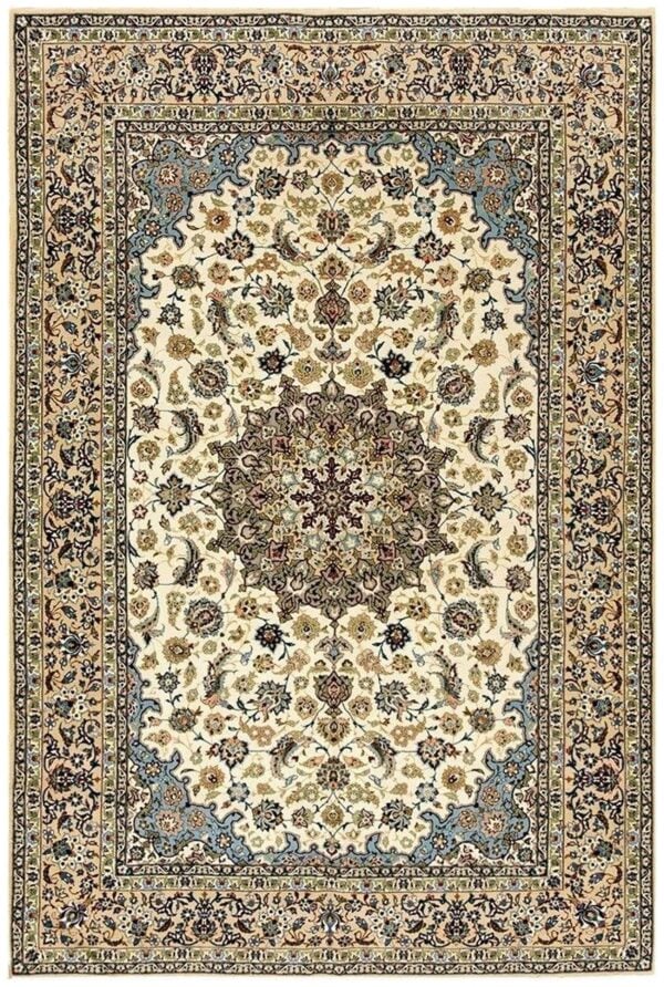 1950s fine traditional beige field floral vintage isfahan wool silk carpet rug 1 1950s fine traditional beige field floral vintage isfahan wool silk carpet rug