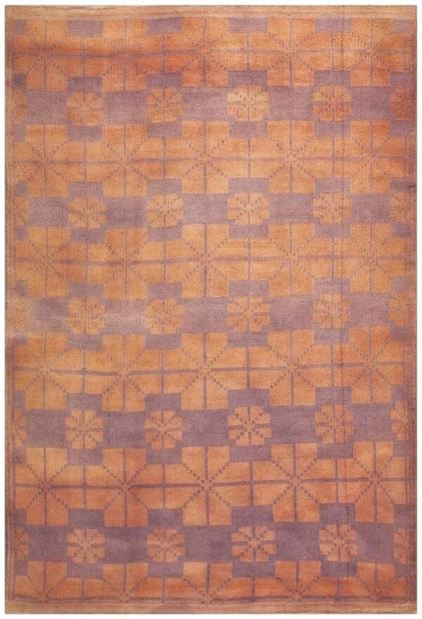 1950s orange cross modern geometric cotton vintage textile ziloo handknotted rug 1 1950s orange cross modern geometric cotton vintage textile ziloo handknotted rug