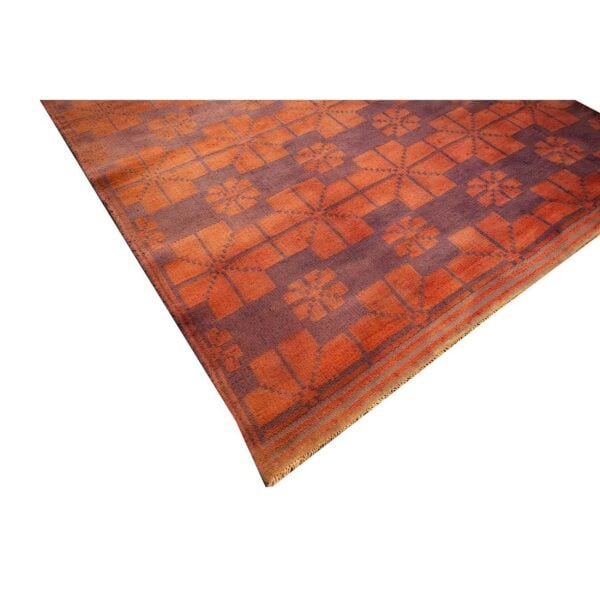 1950s orange cross modern geometric cotton vintage textile ziloo handknotted rug 4 1950s orange cross modern geometric cotton vintage textile ziloo handknotted rug - detail view 3