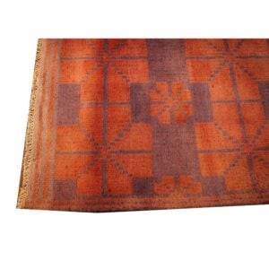 1950s Orange Cross Modern Geometric Cotton Vintage Textile Ziloo Handknotted Rug - detail view 4