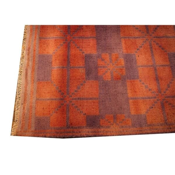 1950s orange cross modern geometric cotton vintage textile ziloo handknotted rug 5 1950s orange cross modern geometric cotton vintage textile ziloo handknotted rug - detail view 4