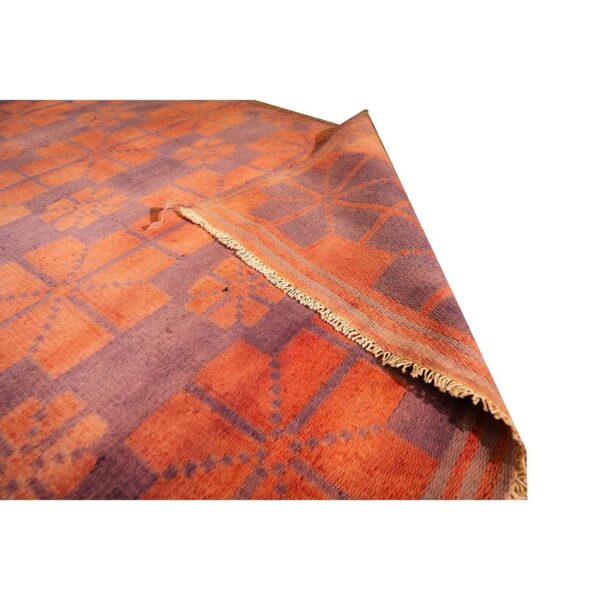 1950s orange cross modern geometric cotton vintage textile ziloo handknotted rug 6 1950s orange cross modern geometric cotton vintage textile ziloo handknotted rug - detail view 5
