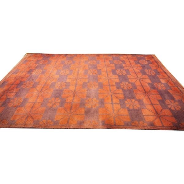 1950s orange cross modern geometric cotton vintage textile ziloo handknotted rug 7 1950s orange cross modern geometric cotton vintage textile ziloo handknotted rug - detail view 6